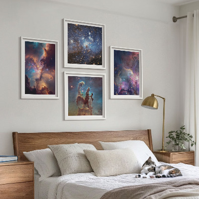 Set of 4 wall art pieces Cosmic starscapes