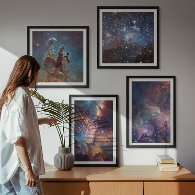 Set of 4 wall art pieces Cosmic starscapes