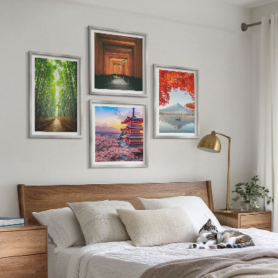 Multi-piece wall decor set Fuji torii bamboo forest Japan