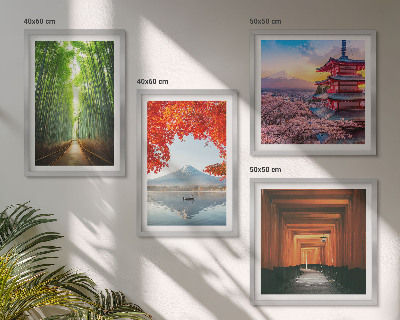 Multi-piece wall decor set Fuji torii bamboo forest Japan