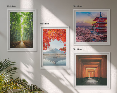 Multi-piece wall decor set Fuji torii bamboo forest Japan