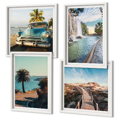 Wall art set Holiday palm trees waterfall