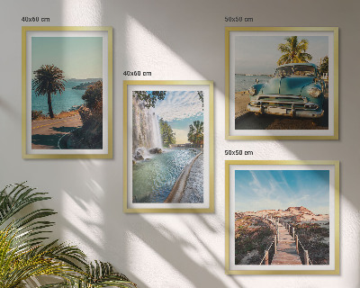 Wall art set Holiday palm trees waterfall