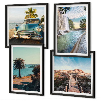 Wall art set Holiday palm trees waterfall