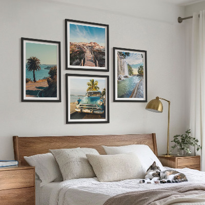 Wall art set Holiday palm trees waterfall