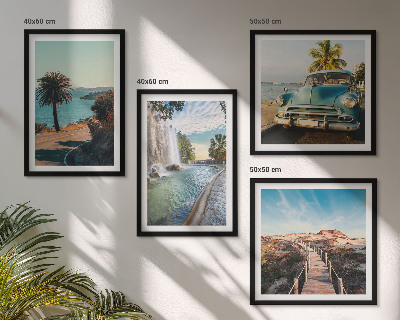 Wall art set Holiday palm trees waterfall