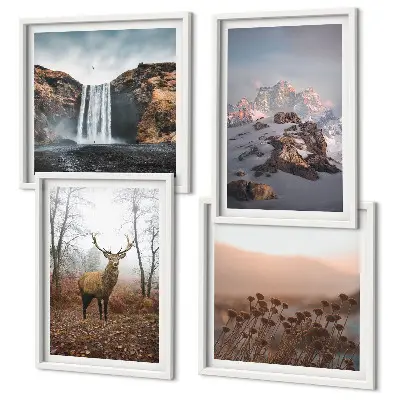 Wild landscapes mountains and deer wall art set of 4 pieces
