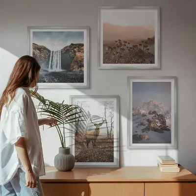 Wild landscapes mountains and deer wall art set of 4 pieces