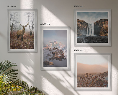 Set of 4 wall art pieces Wild landscapes mountains deer