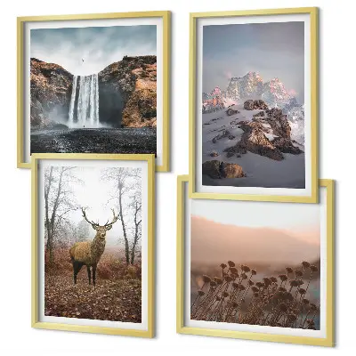 Wild landscapes mountains and deer wall art set of 4 pieces