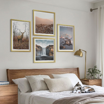 Set of 4 wall art pieces Wild landscapes mountains deer