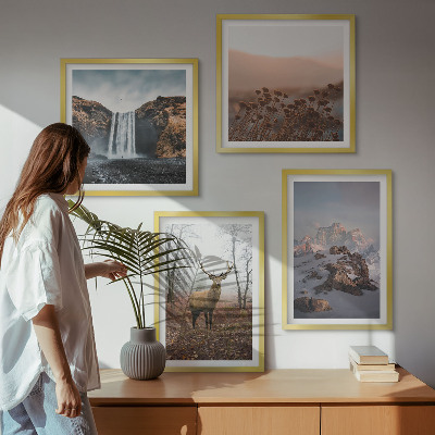 Set of 4 wall art pieces Wild landscapes mountains deer