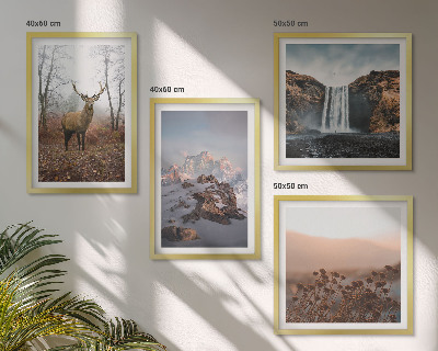 Set of 4 wall art pieces Wild landscapes mountains deer
