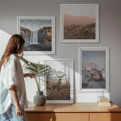 Wild landscapes mountains and deer wall art set of 4 pieces