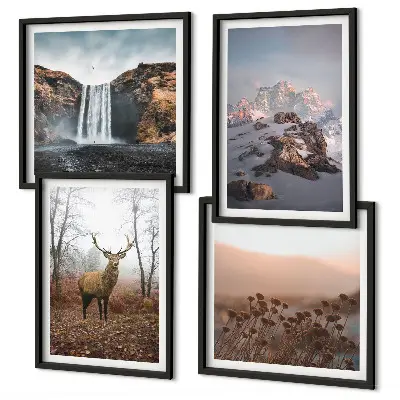 Wild landscapes mountains and deer wall art set of 4 pieces