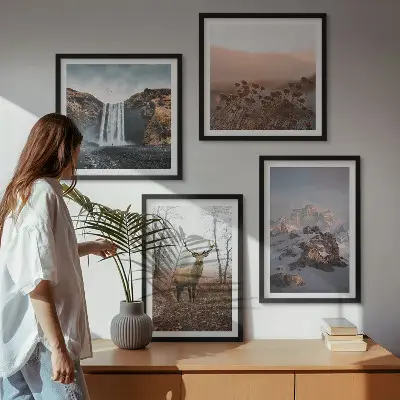 Wild landscapes mountains and deer wall art set of 4 pieces