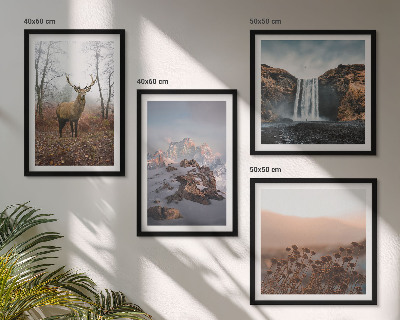 Set of 4 wall art pieces Wild landscapes mountains deer