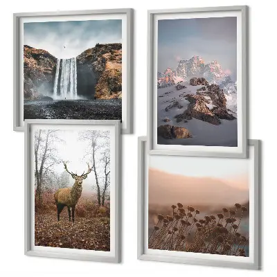 Wild landscapes mountains and deer wall art set of 4 pieces
