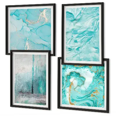 Multi-piece wall decor set Shades of blue abstract patterns