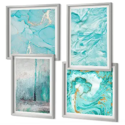 Multi-piece wall decor set Shades of blue abstract patterns