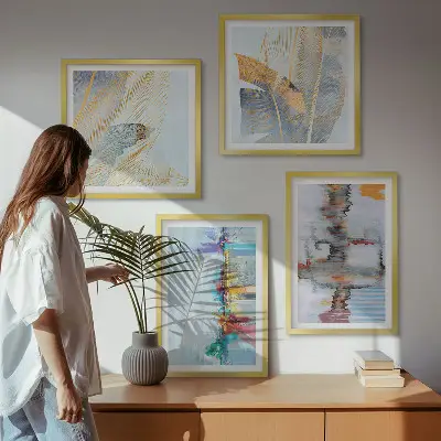 Abstract painting wall art set compositions