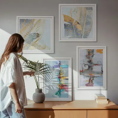 Abstract painting wall art set compositions