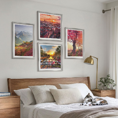 Multi-piece wall decor set Mountain landscapes by bike