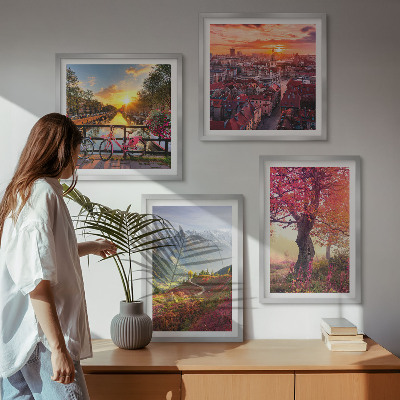 Multi-piece wall decor set Mountain landscapes by bike