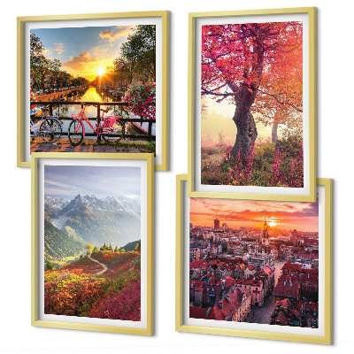 Multi-piece wall decor set Mountain landscapes by bike