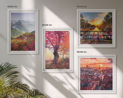 Multi-piece wall decor set Mountain landscapes by bike