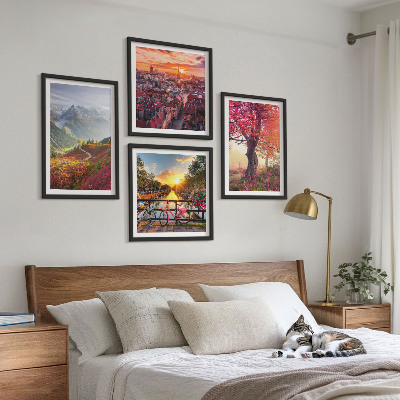 Multi-piece wall decor set Mountain landscapes by bike