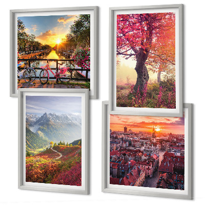 Multi-piece wall decor set Mountain landscapes by bike