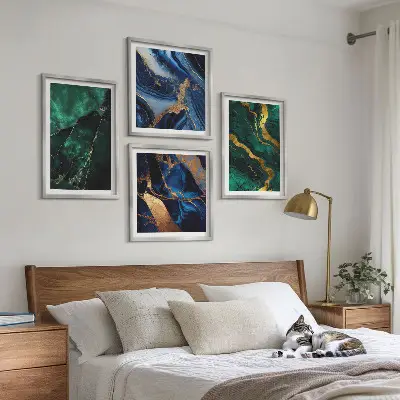 Set of 4 wall art pieces featuring elegant stone patterns