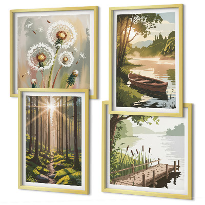 Multi-piece wall decor set Forest landscape, lake Łódź