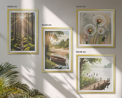 Multi-piece wall decor set Forest landscape, lake Łódź