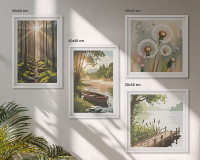 Multi-piece wall decor set Forest landscape, lake Łódź