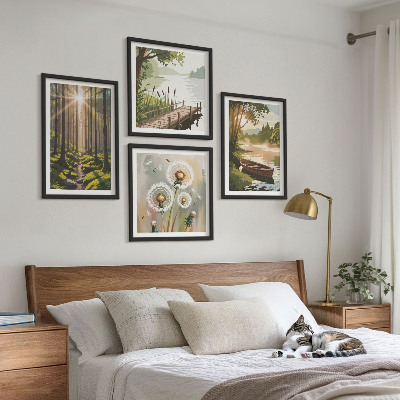 Multi-piece wall decor set Forest landscape, lake Łódź