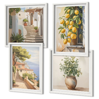 Multi-piece wall decor set Flowers in a vase, a sea of ​​lemons