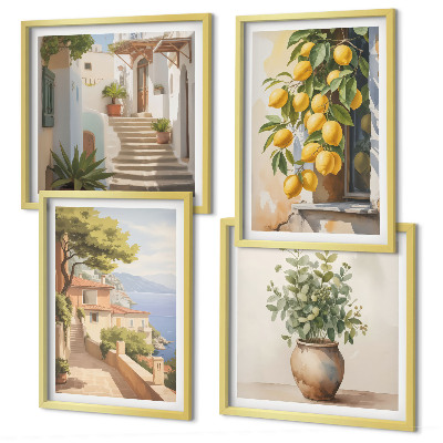 Multi-piece wall decor set Flowers in a vase, a sea of ​​lemons