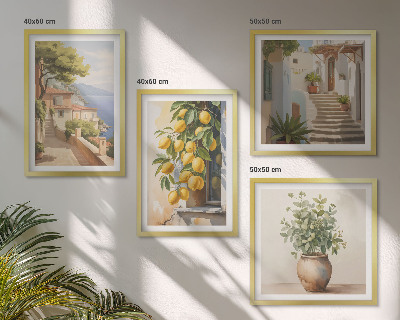 Multi-piece wall decor set Flowers in a vase, a sea of ​​lemons