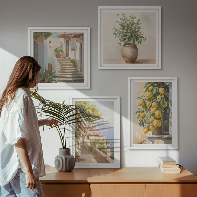 Multi-piece wall decor set Flowers in a vase, a sea of ​​lemons