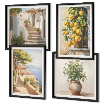 Multi-piece wall decor set Flowers in a vase, a sea of ​​lemons