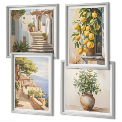 Multi-piece wall decor set Flowers in a vase, a sea of ​​lemons