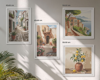 Multi-piece wall decor set Streets, houses, plants, pots