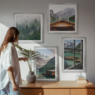 Wall art set Mountain lake Łódź cottages