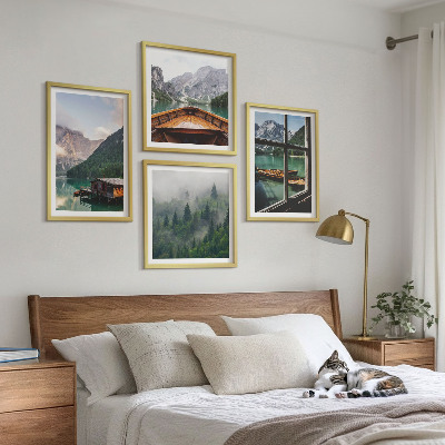 Wall art set Mountain lake Łódź cottages