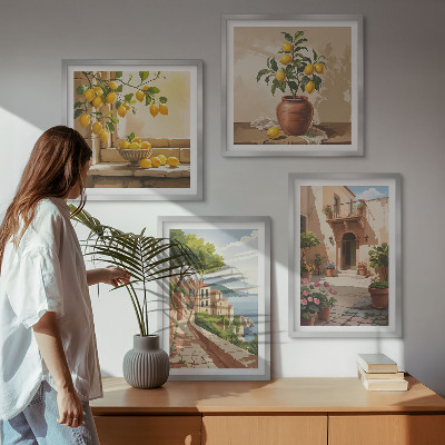 Set of 4 wall art pieces Citrus fruits in the kitchen