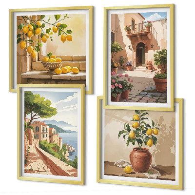 Set of 4 wall art pieces Citrus fruits in the kitchen