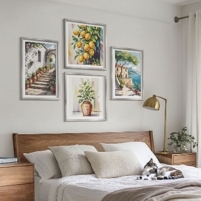 Wall art set Lemon seaside flowers