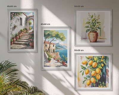 Wall art set Lemon seaside flowers